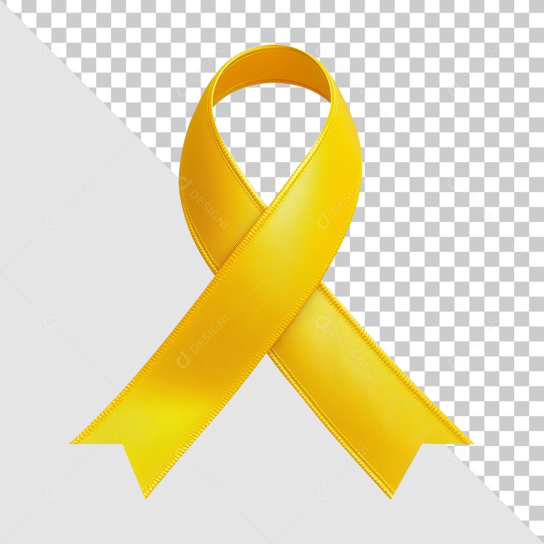 Laço Amarelo Elemento 3D para Composição PSD
