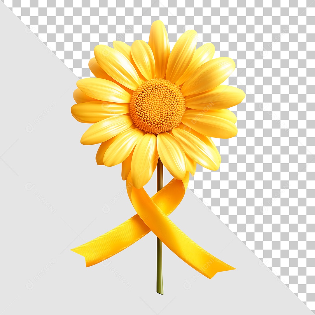 Flor com Laço Elemento 3D para Composição PSD