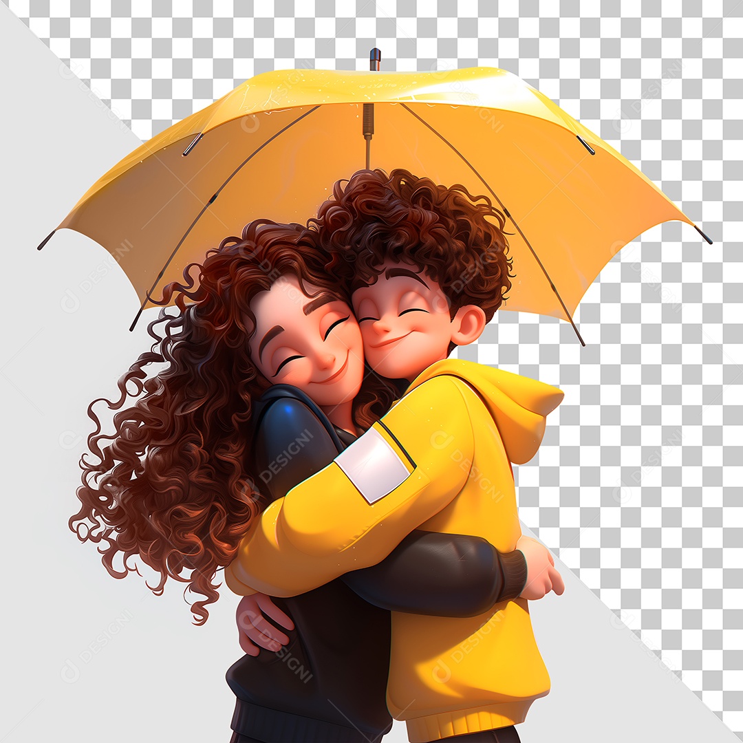 Casal se Abraçando Elemento 3D para Composição PSD