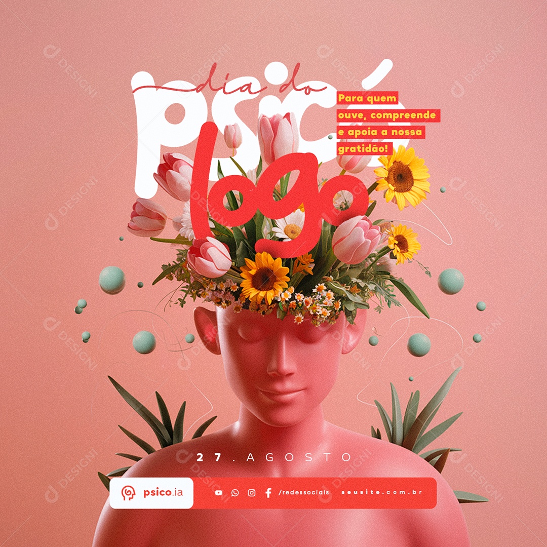 Feliz Dia Do Psicólogo 27 de Agosto Social Media PSD Editável