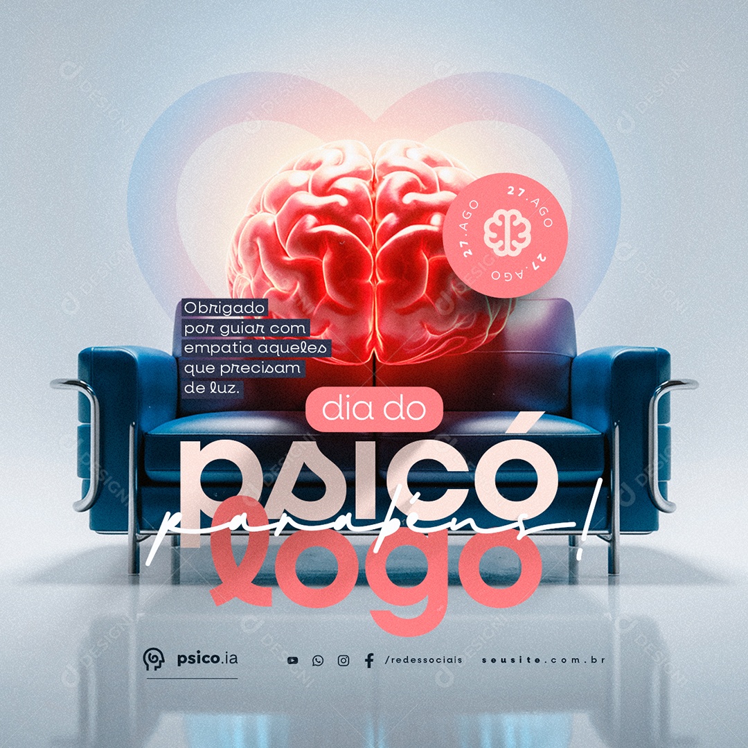 Dia Do Psicólogo 27 de Agosto Parabéns Social Media PSD Editável