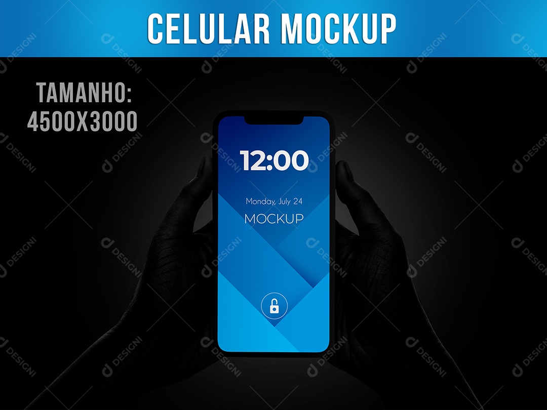 Silhueta de Mãos Segurando um Celular Mockup PSD Editável