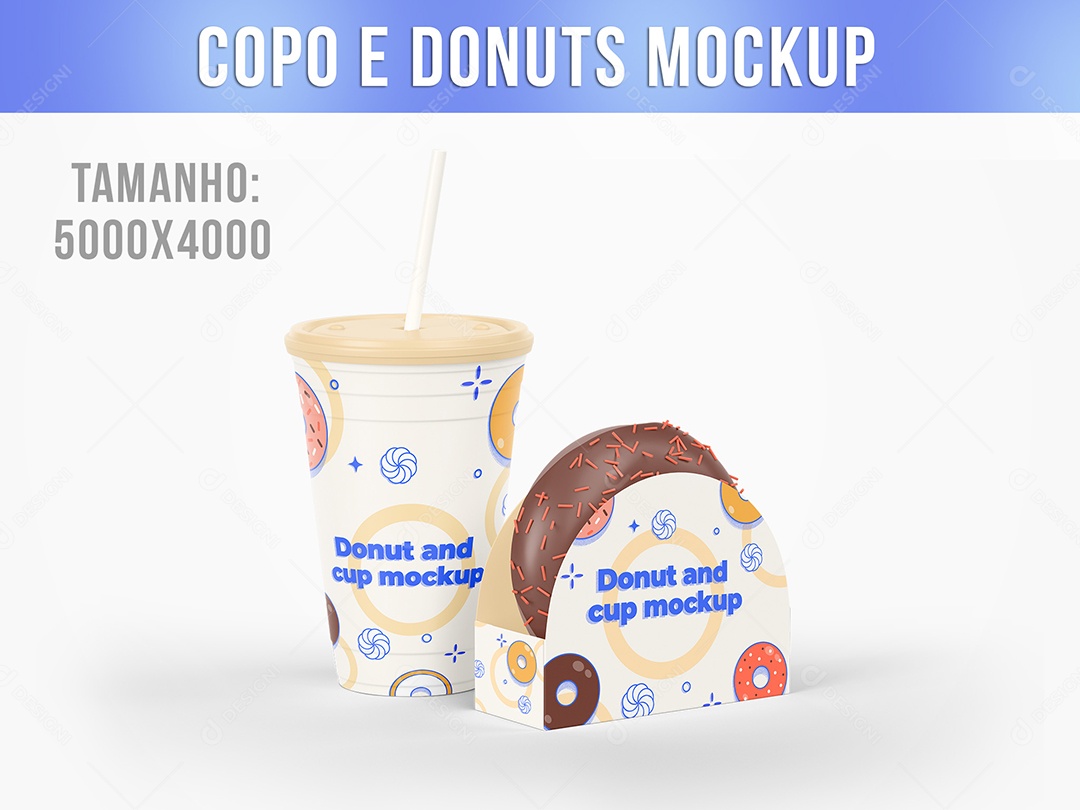 Copo e Donuts Mockup PSD Editável
