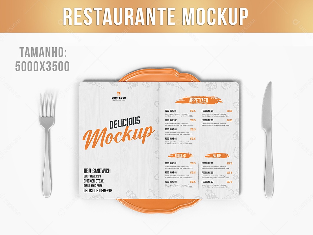 Menu de Restaurante Mockup PSD Editável