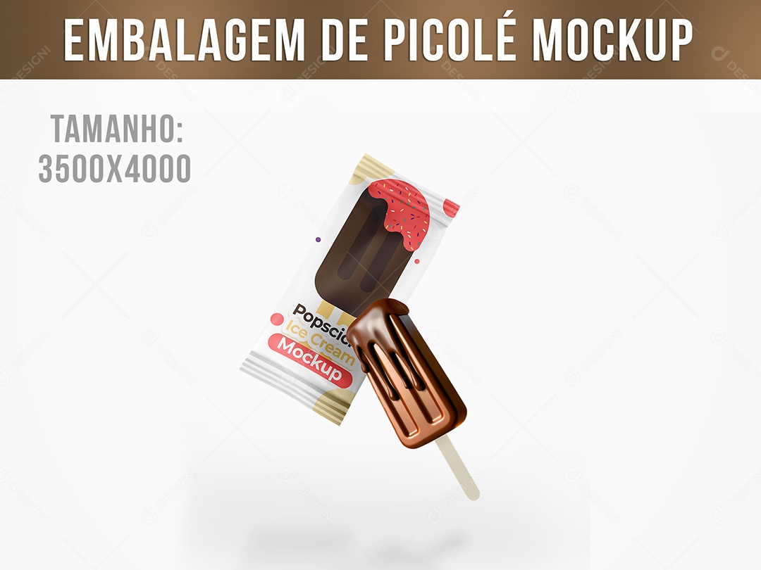 Embalagem de Picolé Mockup PSD Editável