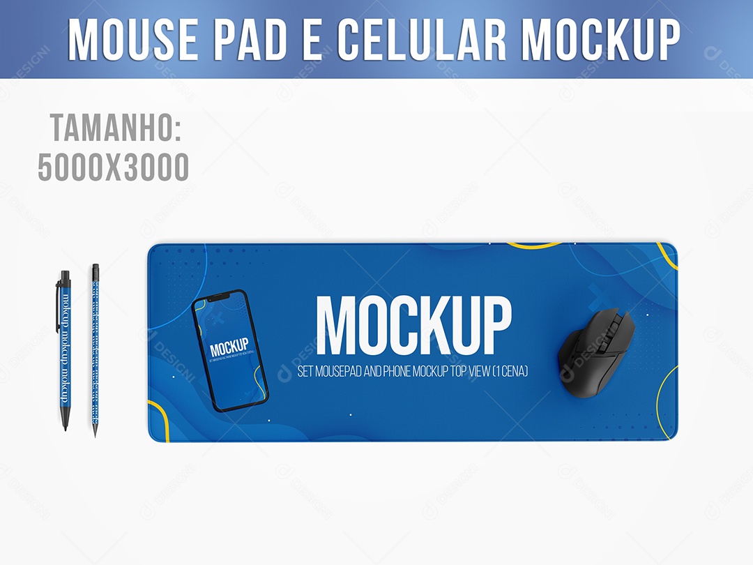Mouse Pad e Celular Mockup PSD Editável