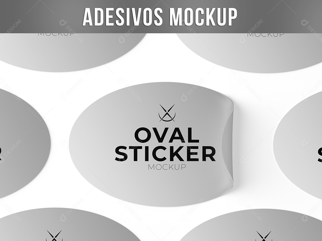 Adesivos Oval Mockup PSD Editável