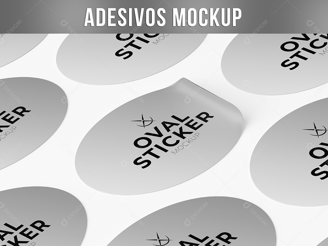 Adesivos Oval Mockup PSD Editável