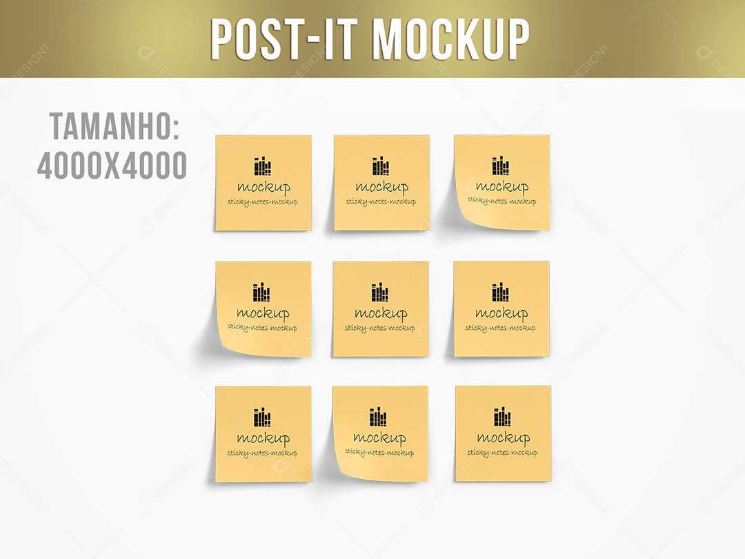 Post-it na Parede Mockup PSD Editável