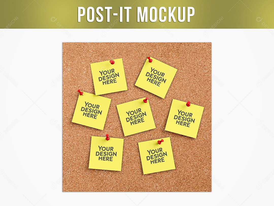 Post-it na Parede Mockup PSD Editável