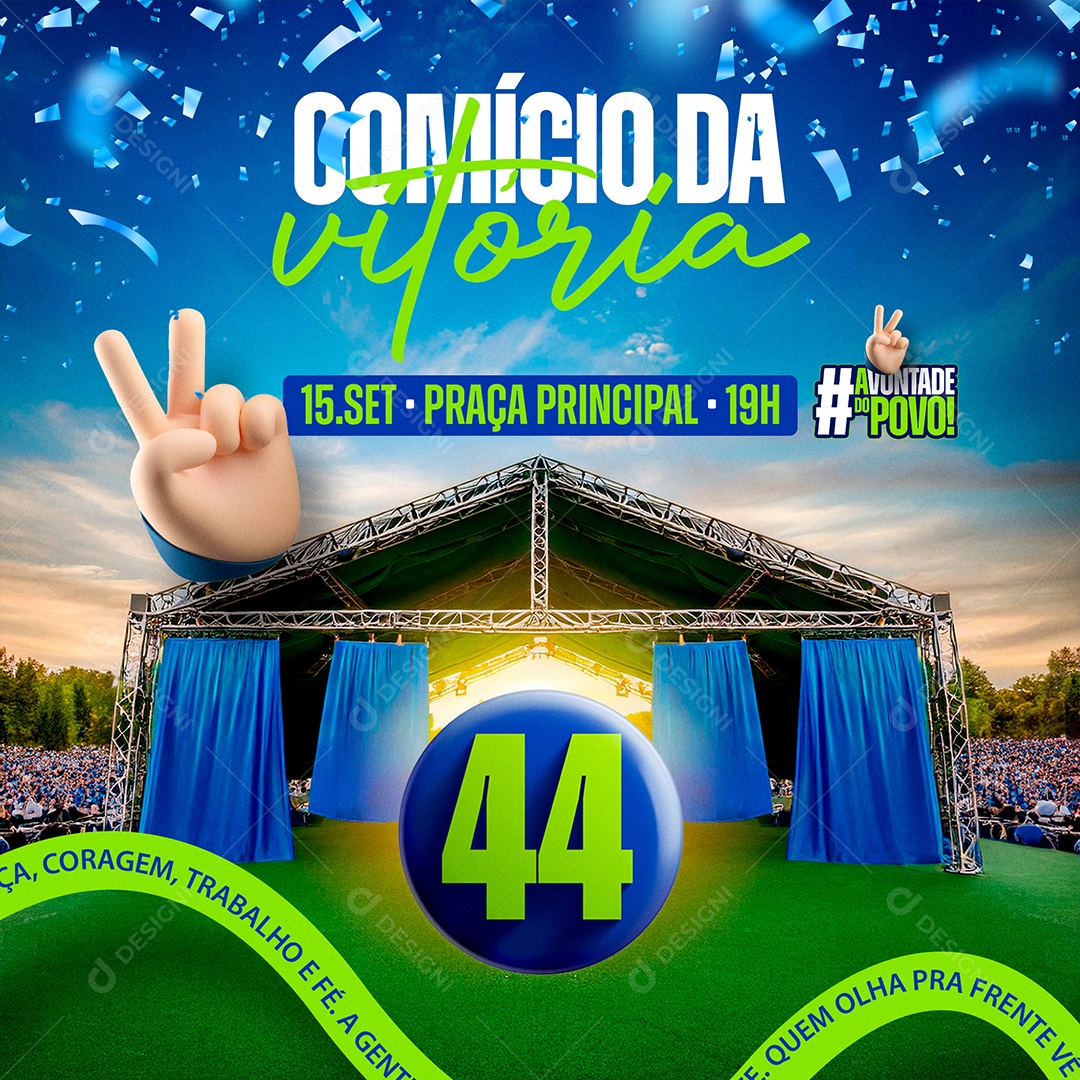 Política Comício da Vitória Social Media PSD Editável