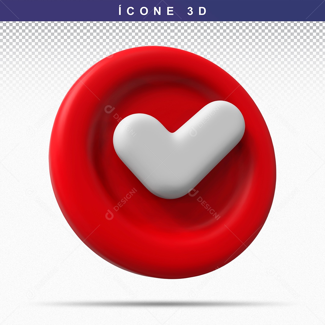 Botão de Aprovado ou Verificado Vermelho Elemento 3D Para Composição PSD