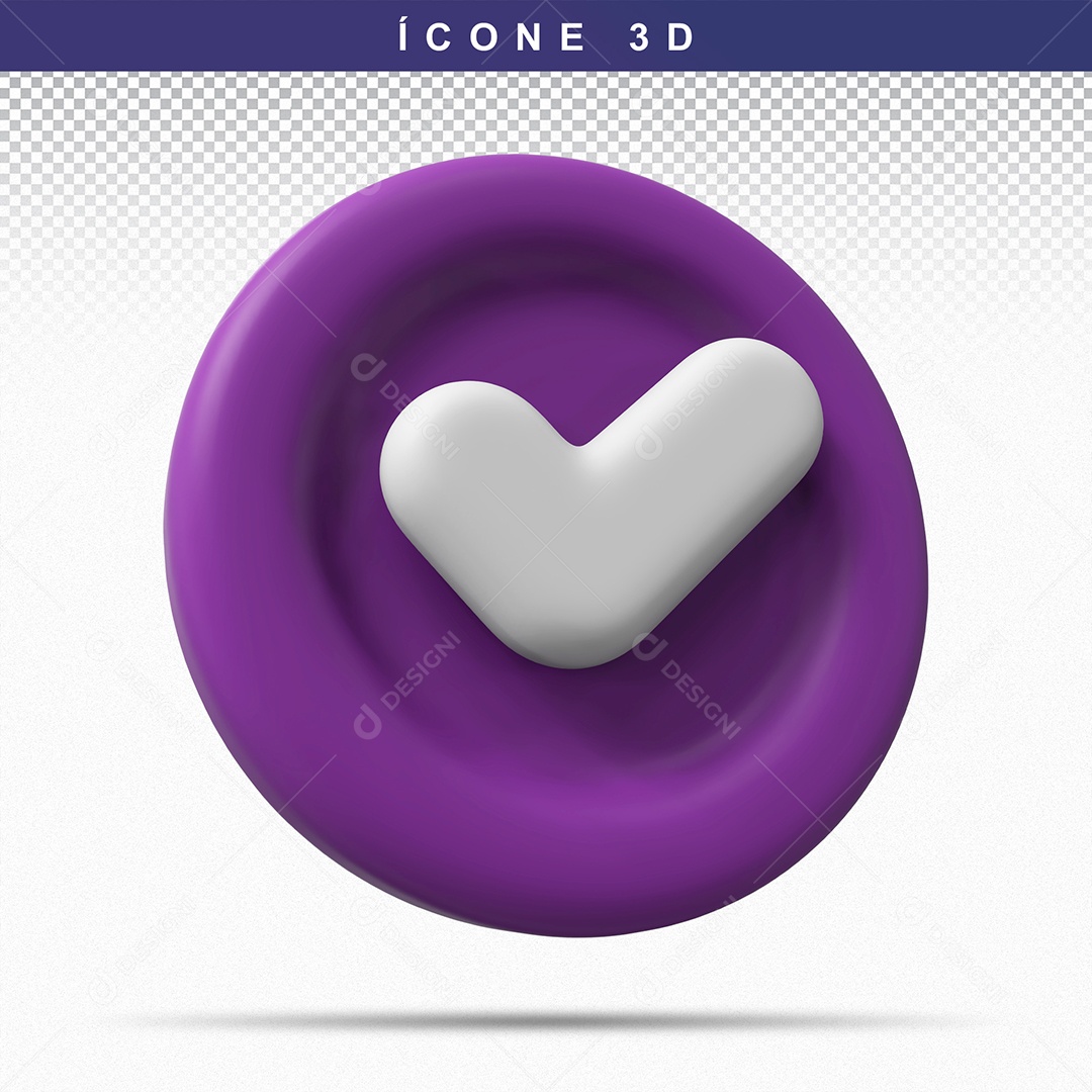 Botão de Aprovado ou Verificado Roxo Elemento 3D Para Composição PSD