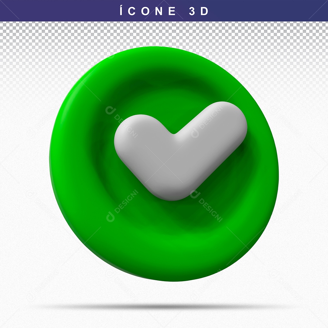 Botão de Aprovado ou Verificado Verde Elemento 3D Para Composição PSD