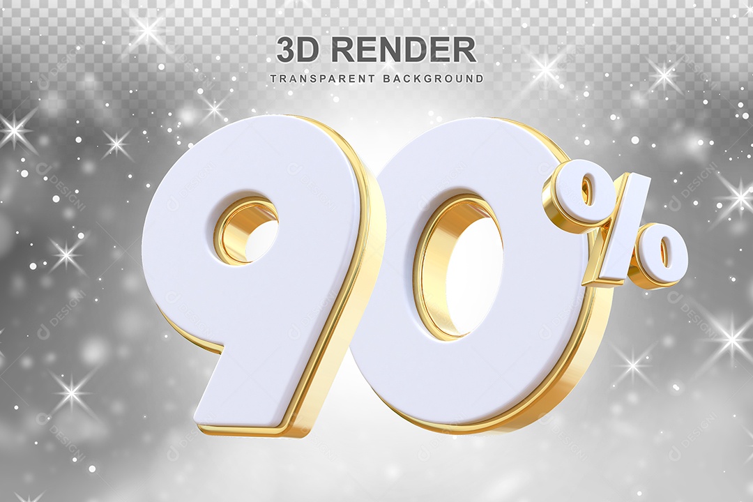 Desconto de 90% Elemento 3D Branco e Dourado para Composição PSD