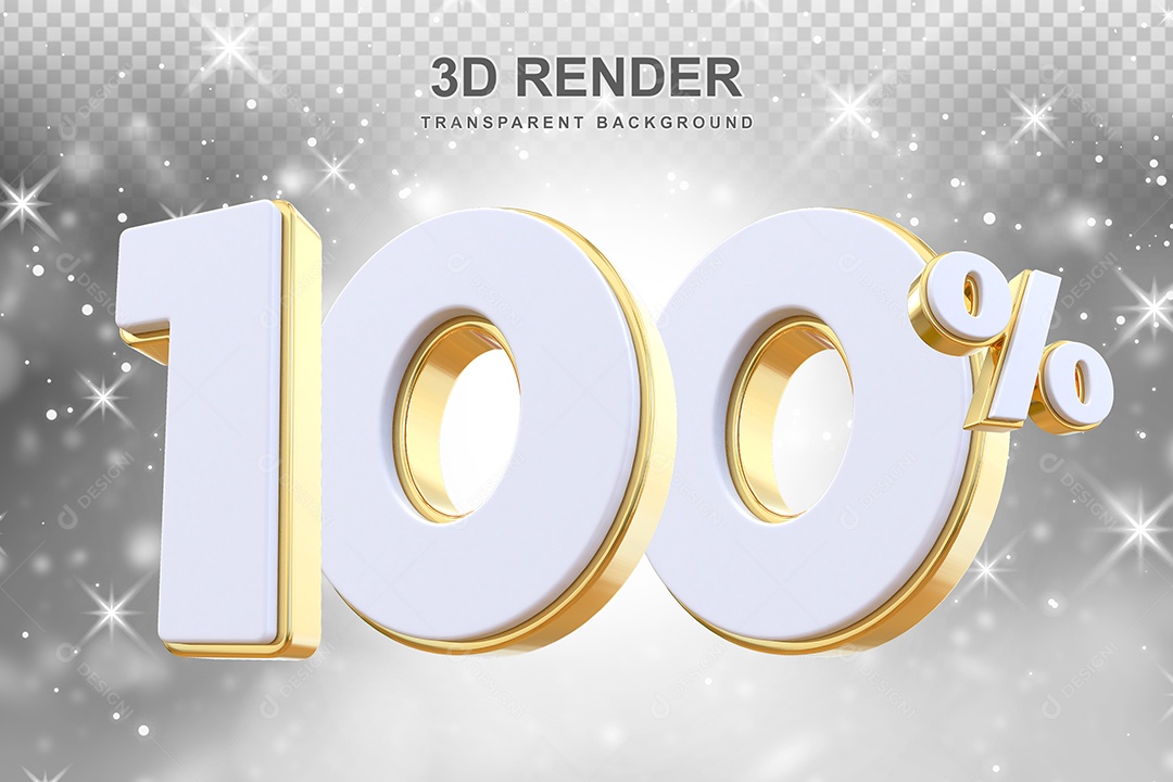 Desconto de 100% Elemento 3D Branco e Dourado para Composição PSD