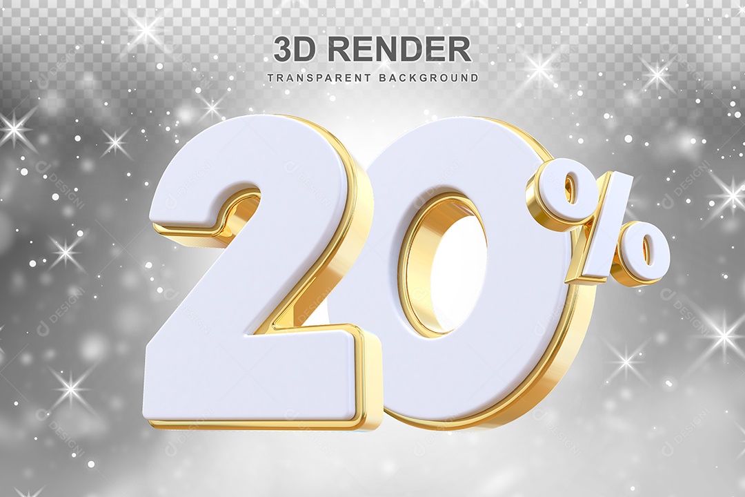20% discount White and Gold 3D Element for PSD Composition