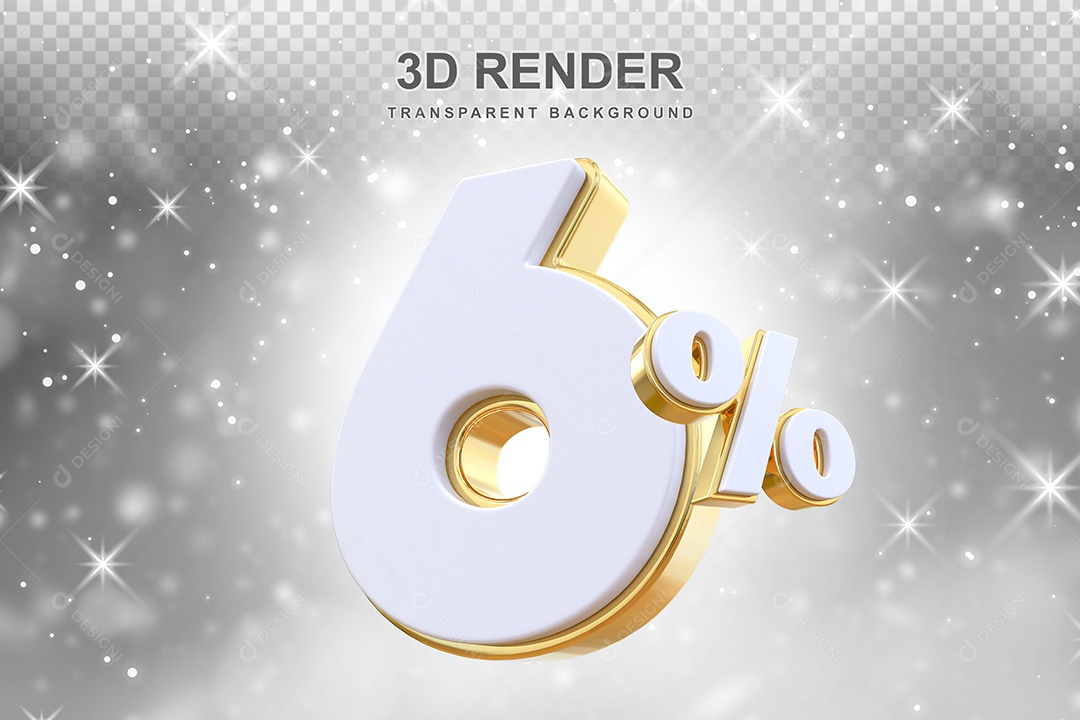 Discount 6% White and Gold 3D Element for PSD Composition