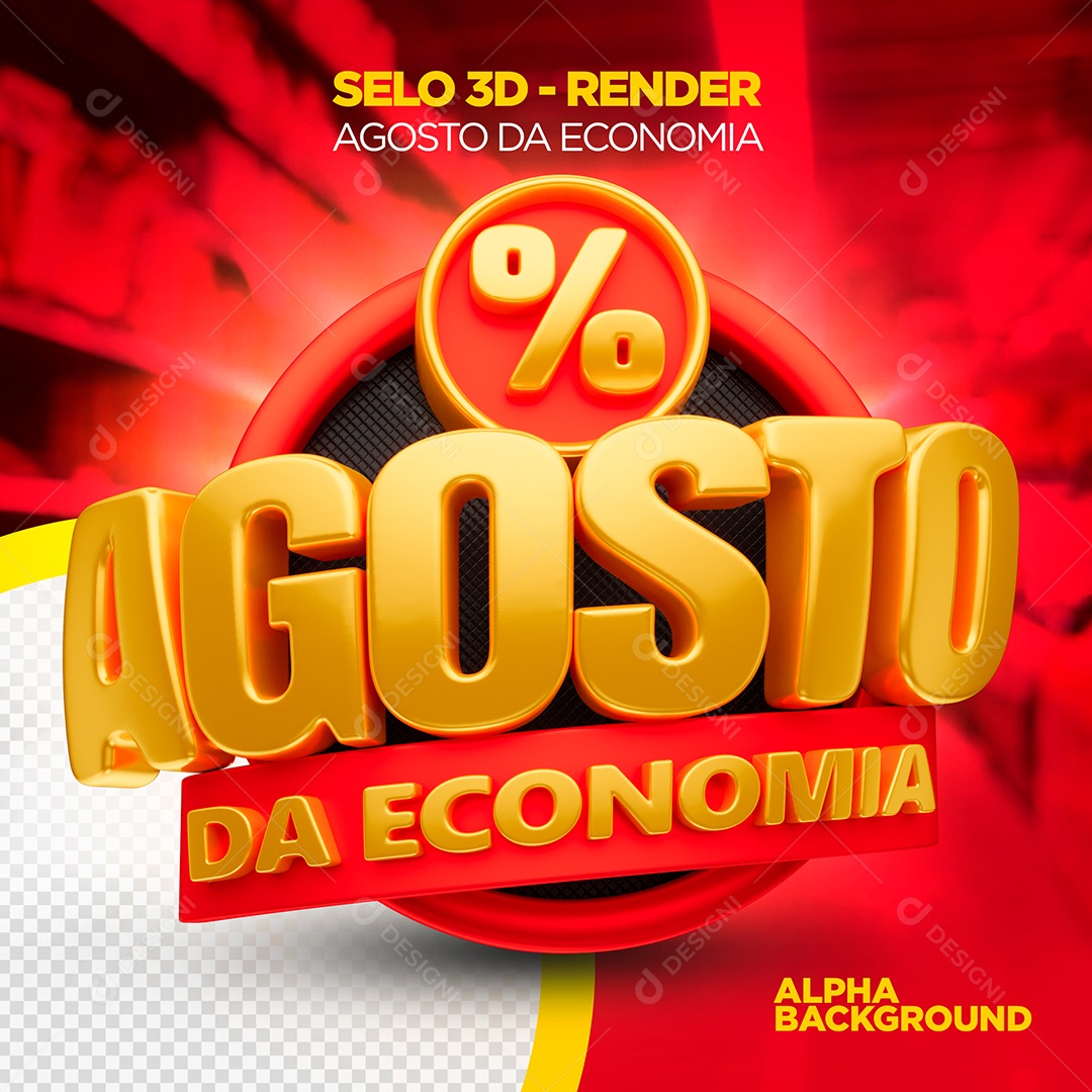 Agosto da Economia Selo 3D para Composição PSD