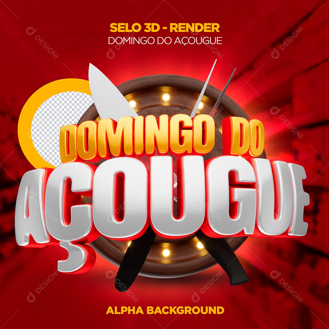 Domingo do Açougue Selo 3D para Composição PSD