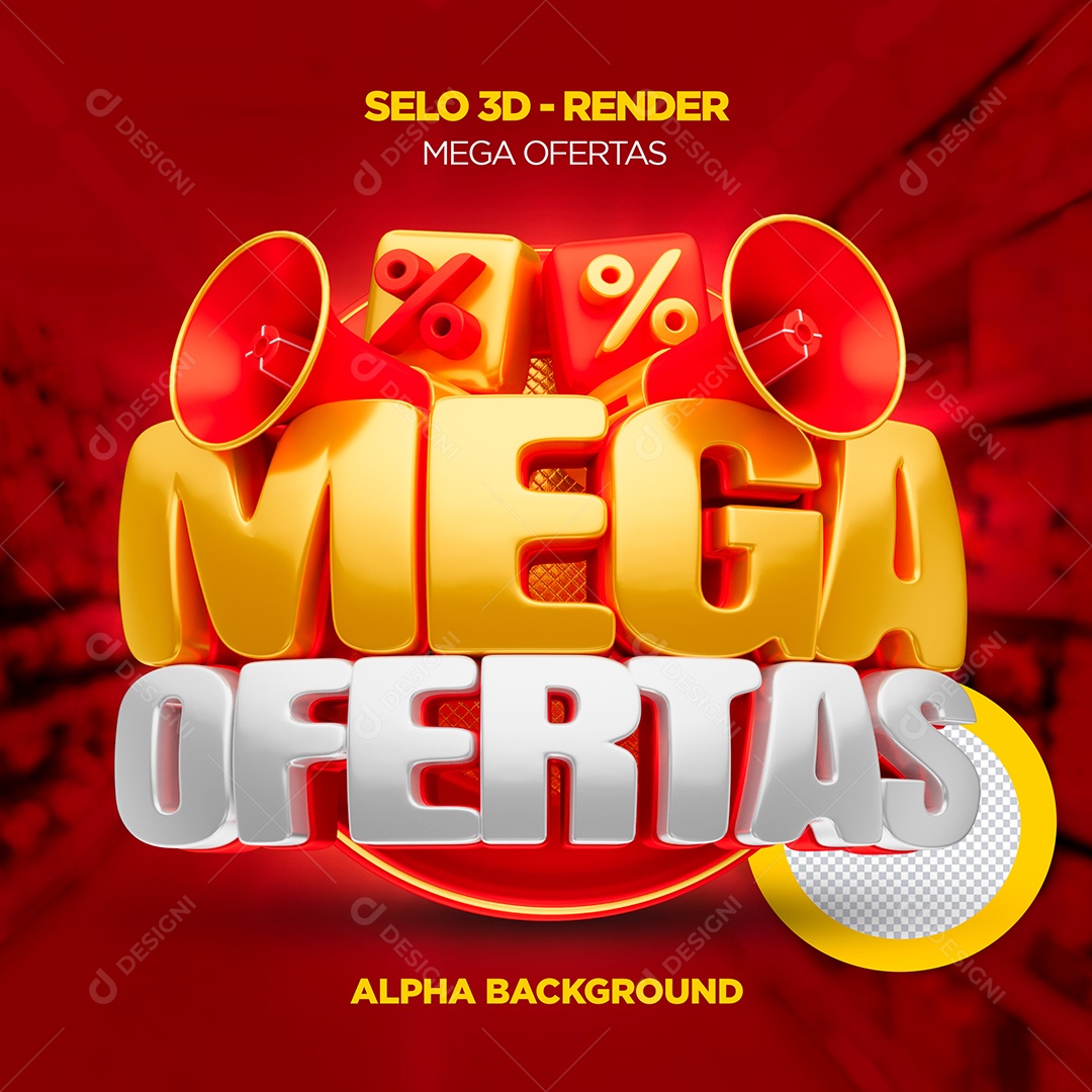 Mega Ofertas Selo 3D para Composição PSD