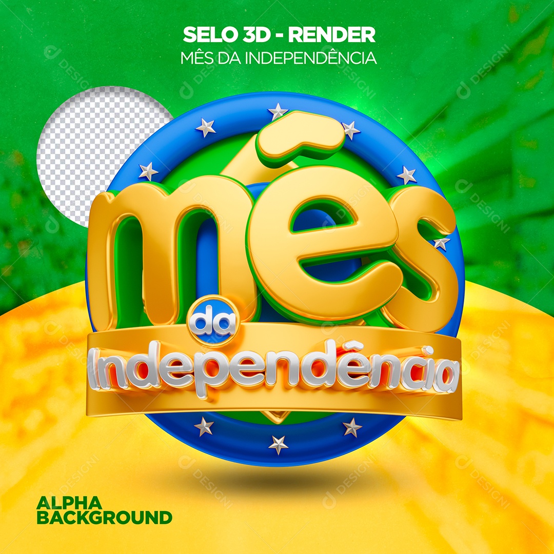 Mês da Independência Selo 3D para Composição PSD