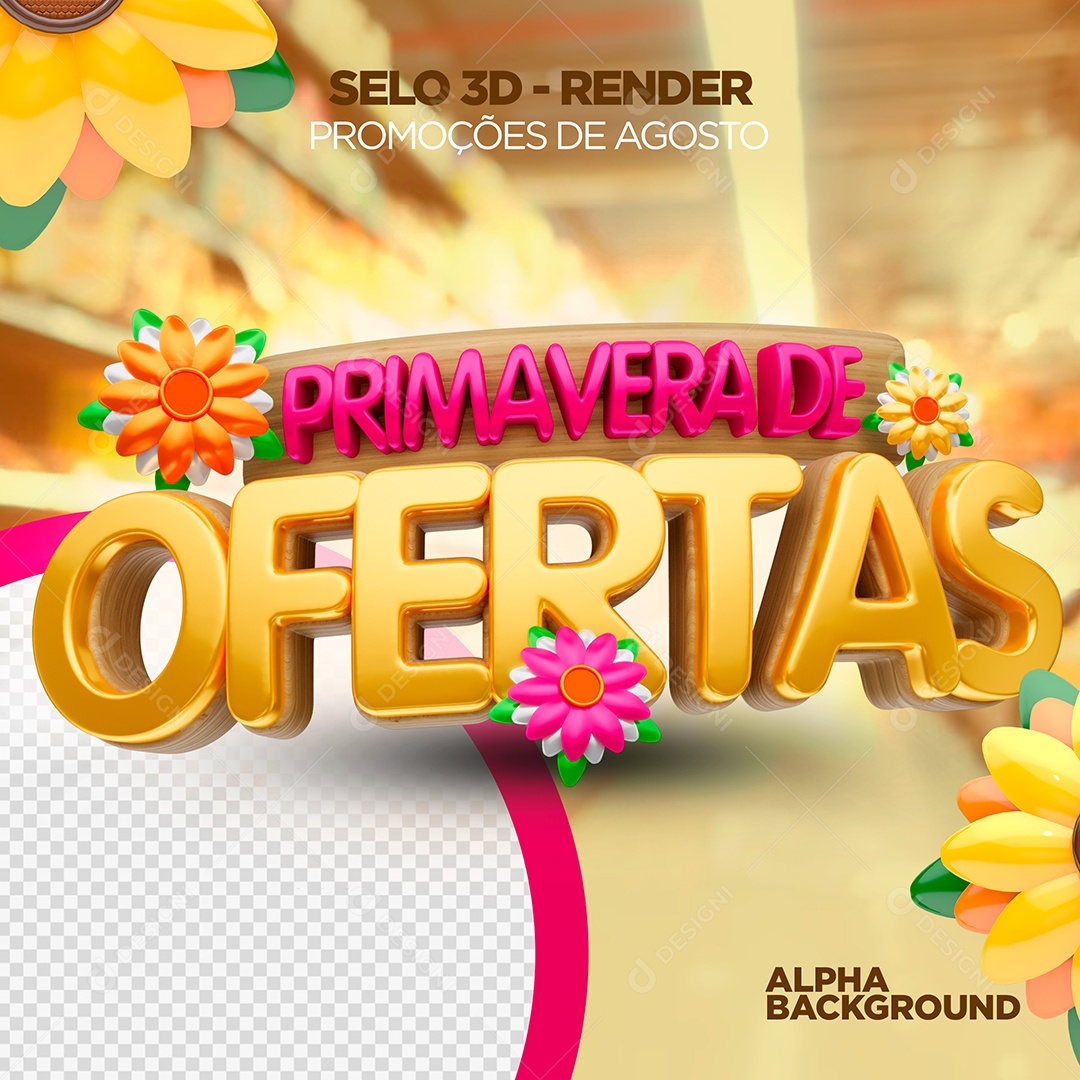 Primavera de Ofertas Selo 3D para Composição PSD