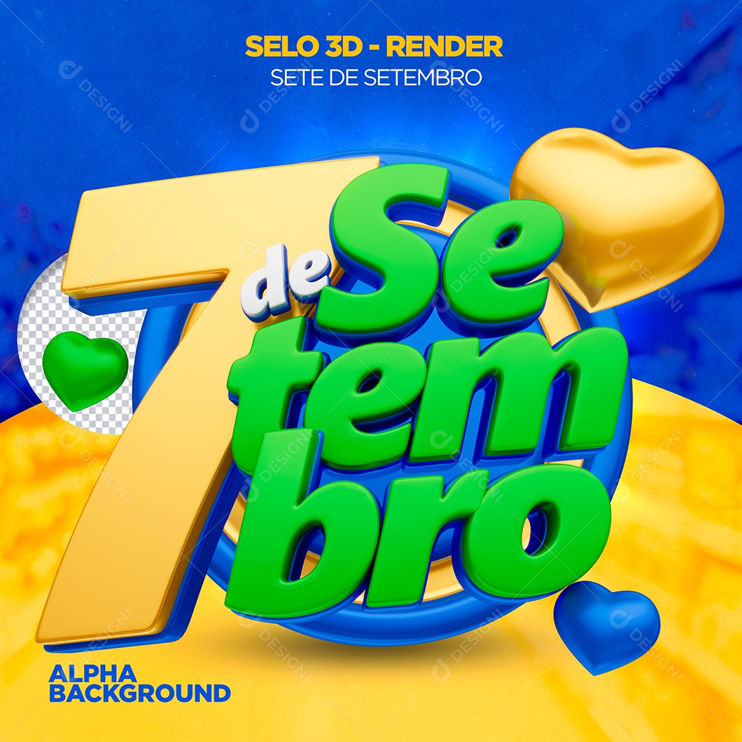 Sete de Setembro Selo 3D para Composição PSD
