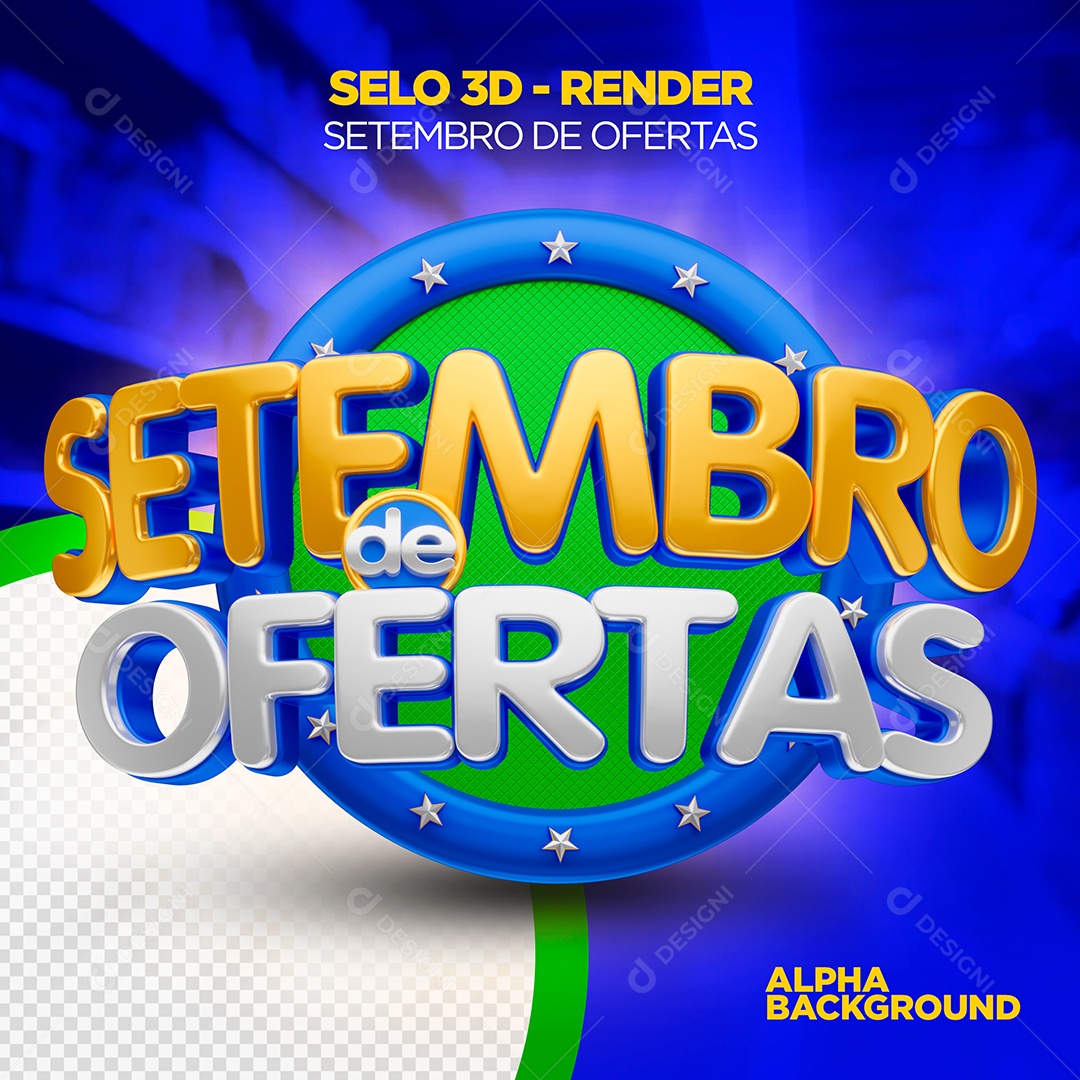 Setembro de Ofertas Selo 3D para Composição PSD