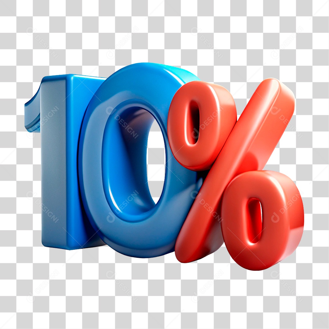 Número 3D 10% PNG Transparente