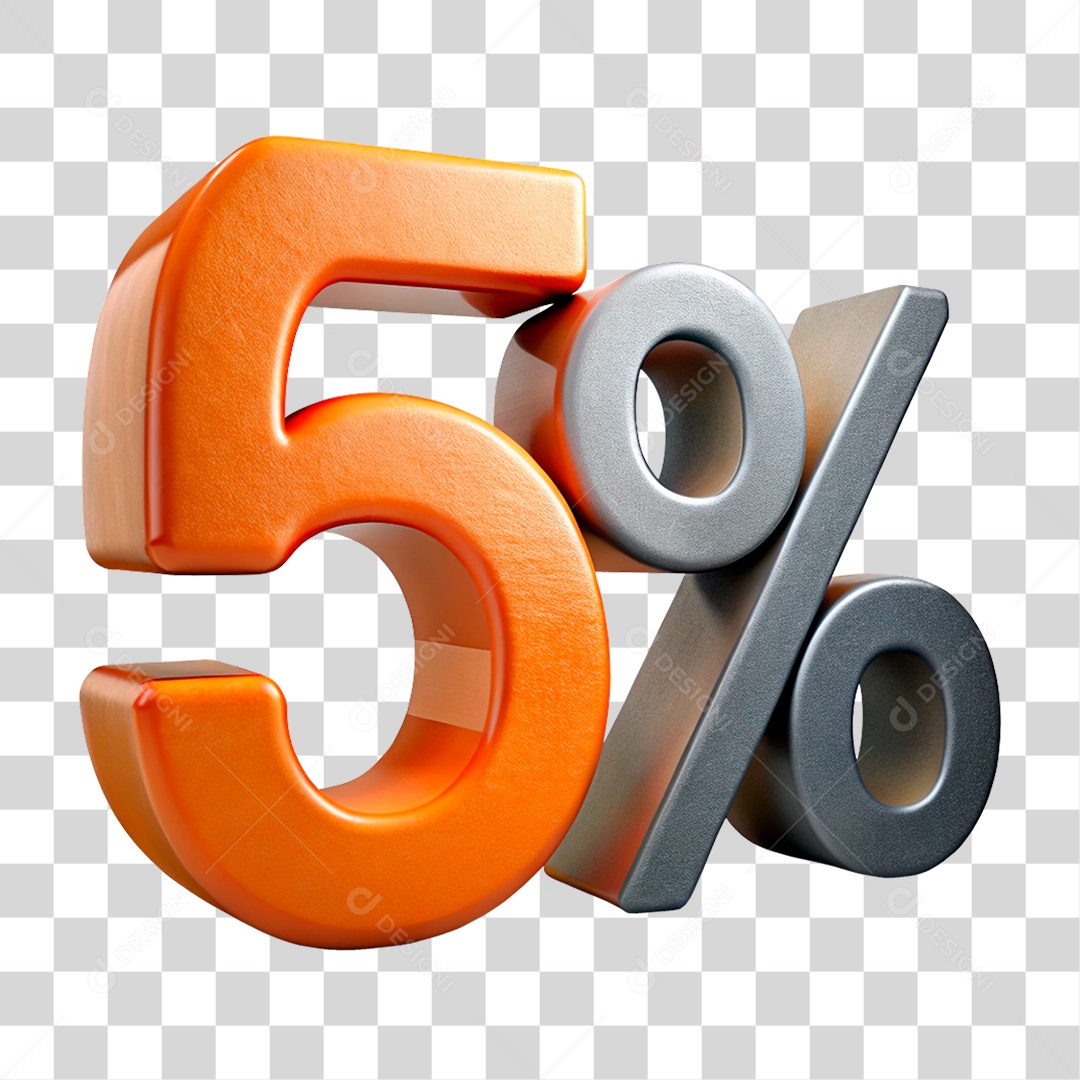 Número 3D 5% PNG Transparente