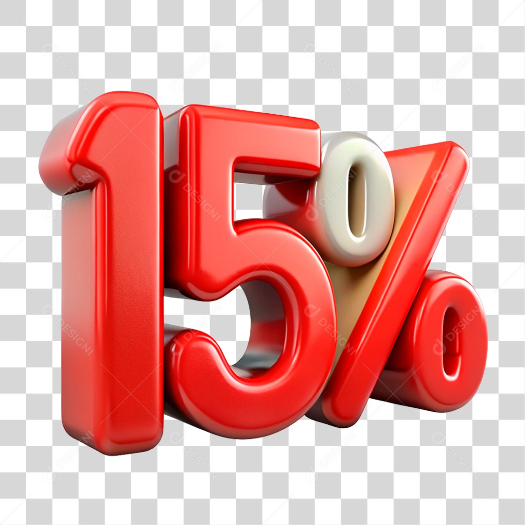 Número 3D 15% PNG Transparente