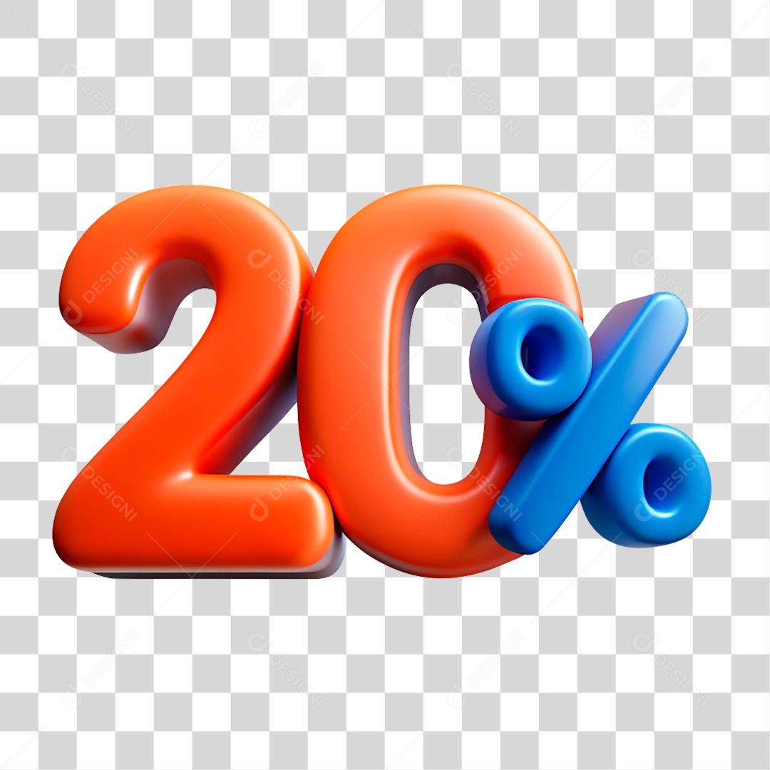 Número 3D 20% PNG Transparente