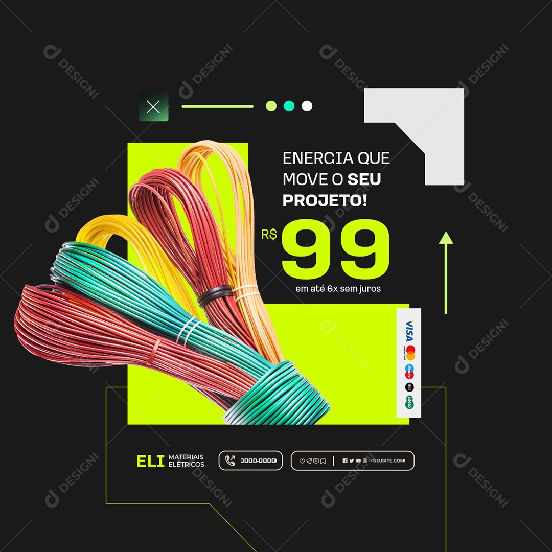 Materiasi Eletricos Energia Que Move o Seu Projeto Social Media PSD Editável