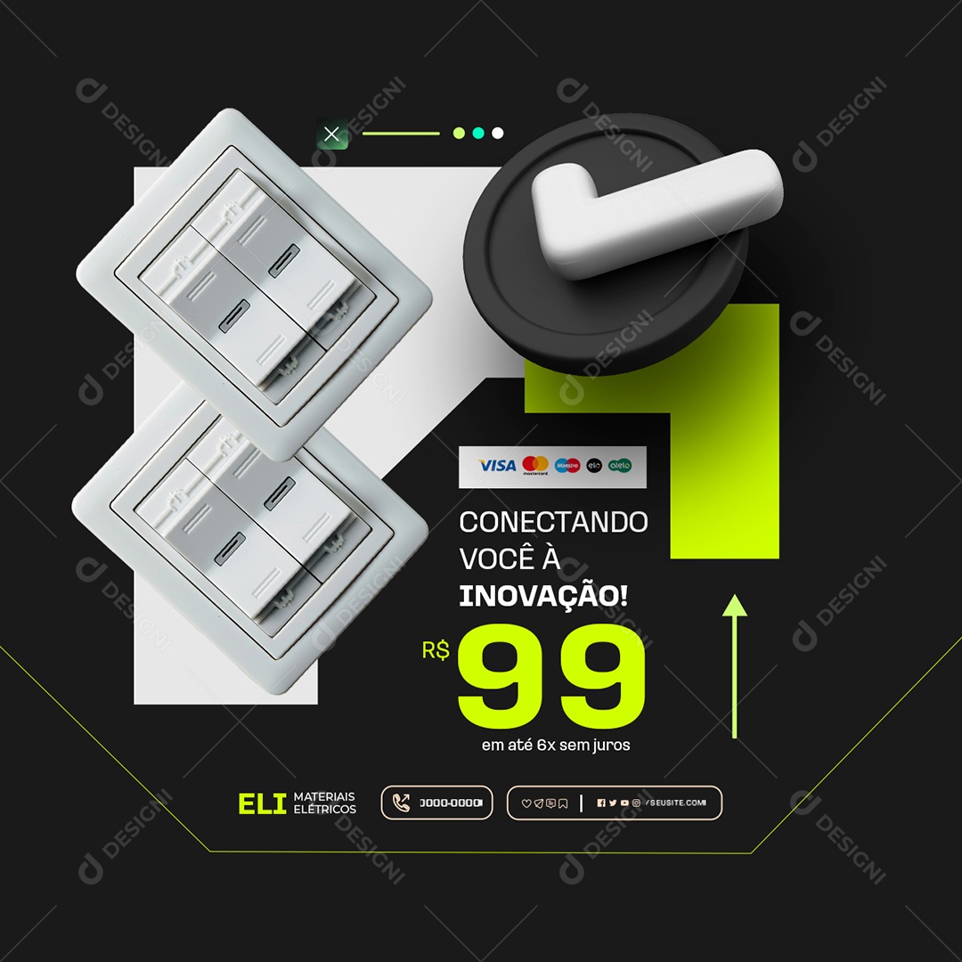 Materiasi Eletricos Conectando Você à Inovação Social Media PSD Editável