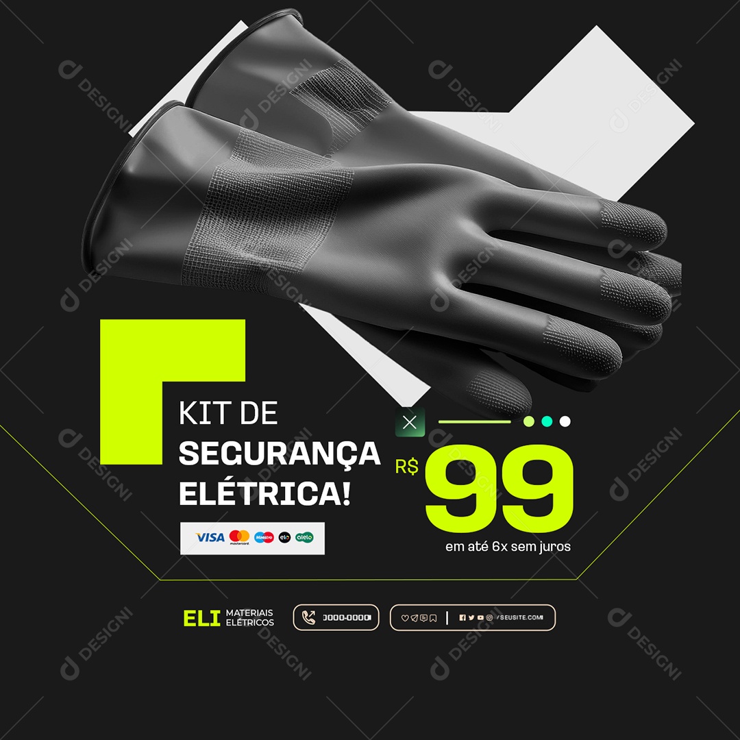 Materiasi Eletricos Kit de Segurança Elétrica Social Media PSD Editável