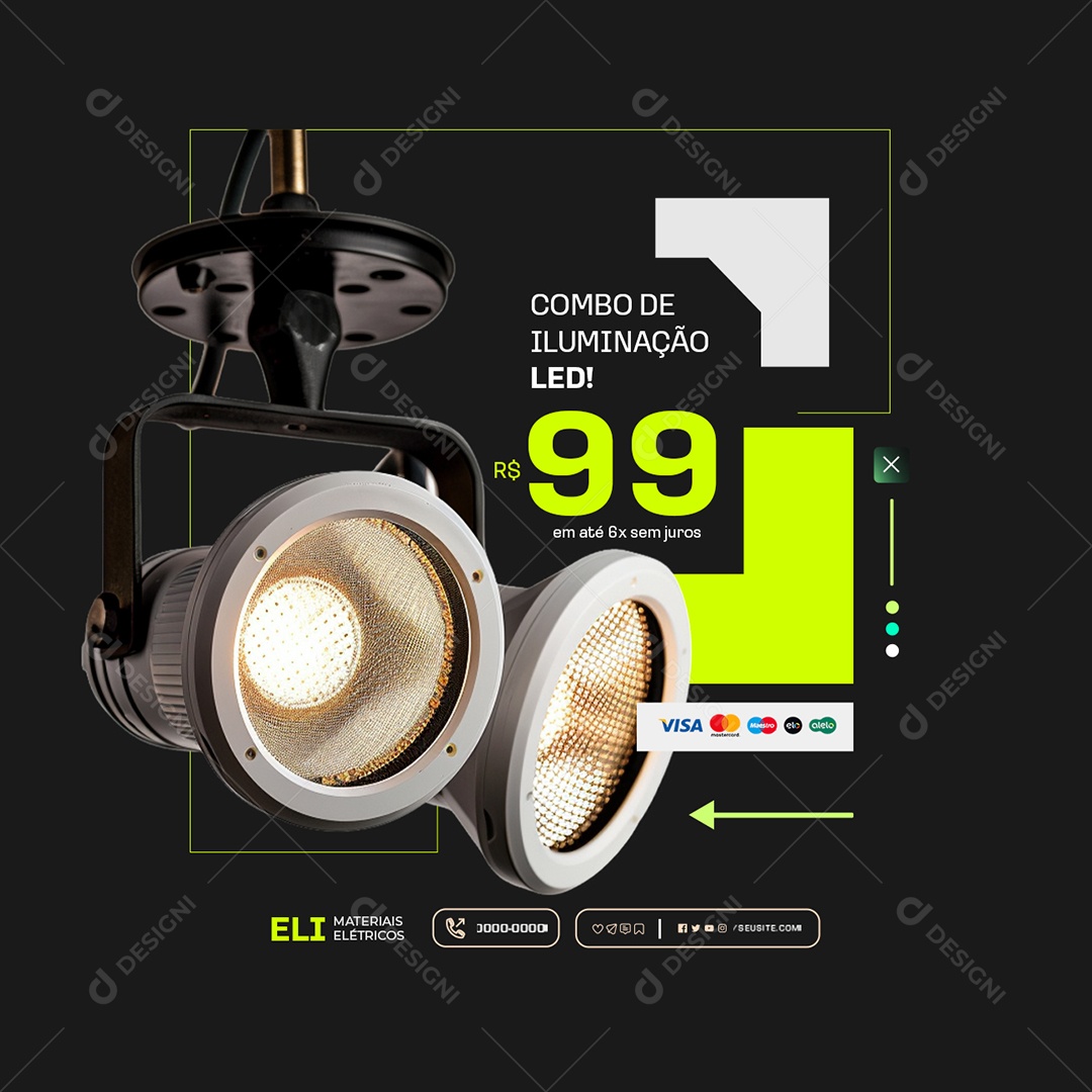 Materiasi Eletricos Combo de Iluminação Social Media PSD Editável