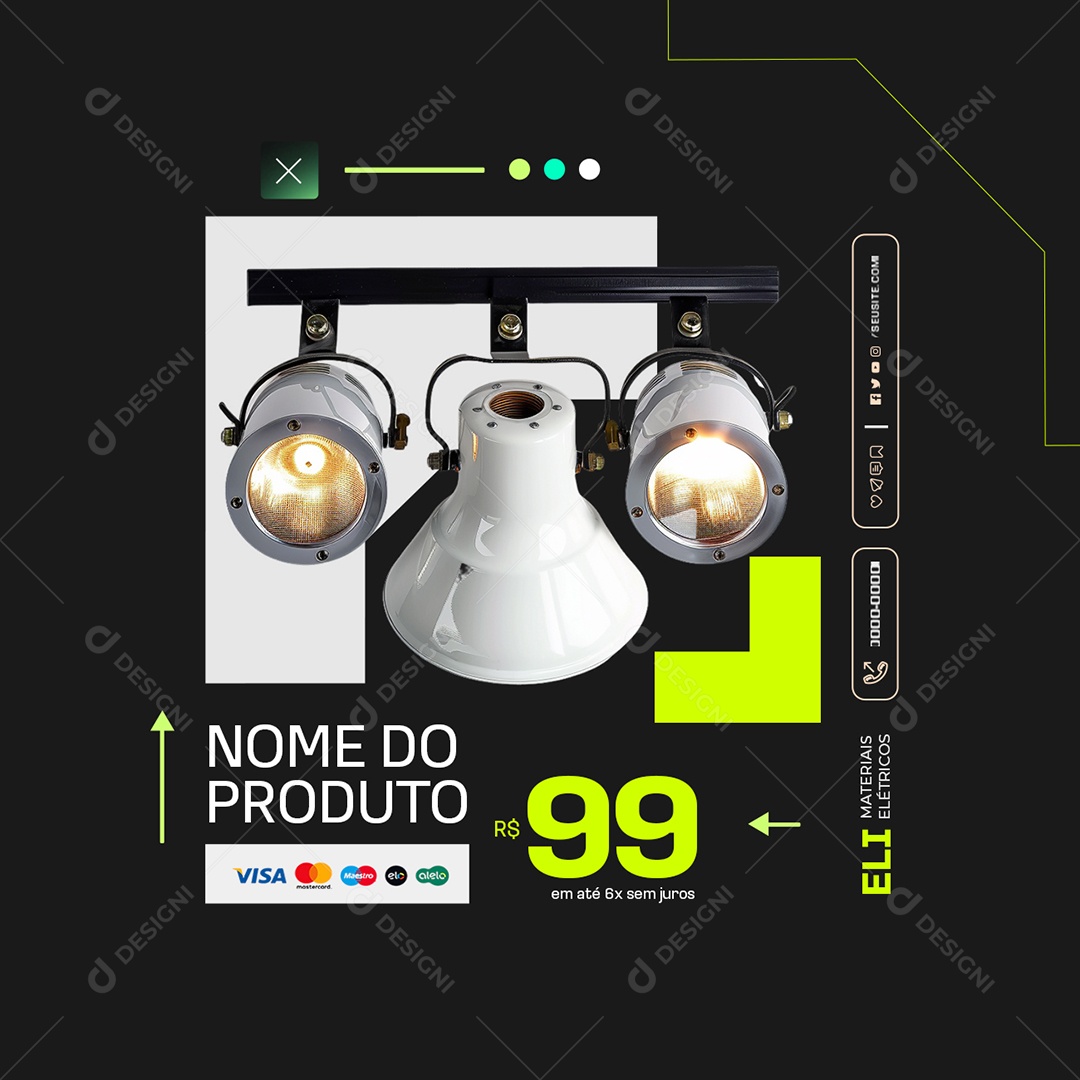 Materiasi Eletricos Social Media PSD Editável