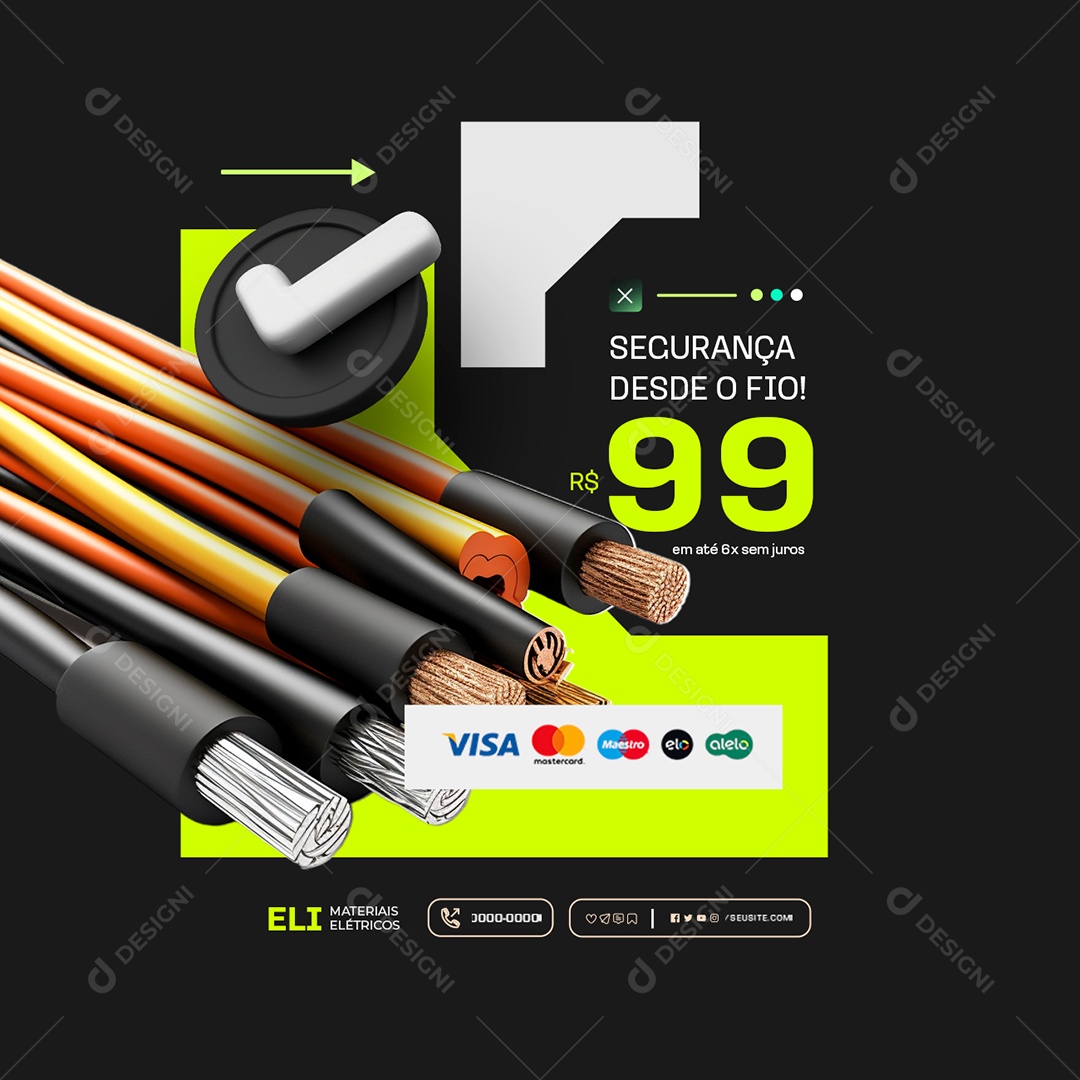 Elétrica Segurança Desde o Fio Social Media PSD Editável