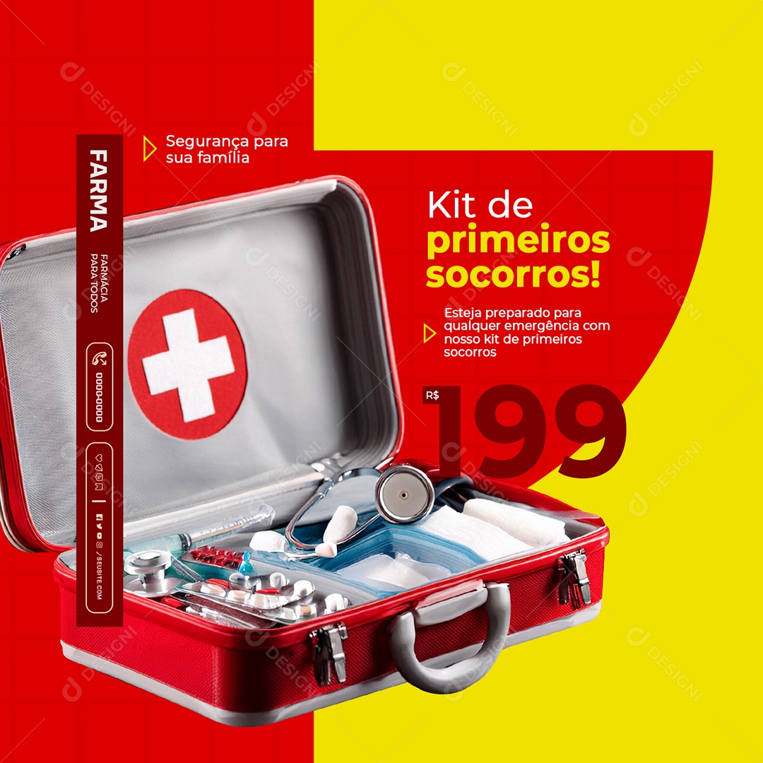 Farmácia Kit de Primeiros Socorros Social Media PSD Editável