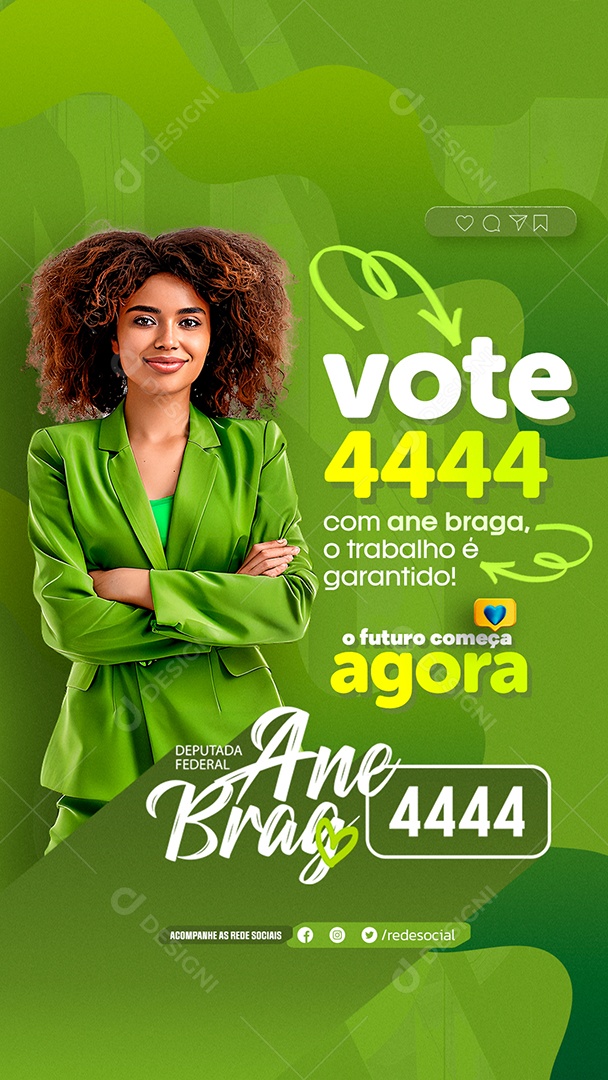 Story Política Deputada Federal Ane Brag Social Media PSD Editável