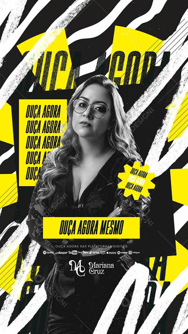 Story Flyer Ouça Agora Mesmo Mariana Cruz Social Media PSD Editável