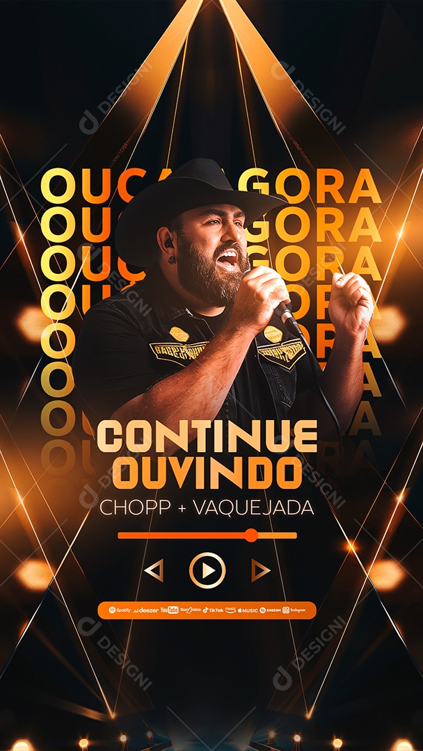 Story Flyer Ouça Agora Chopp Mais Vaquejada Social Media PSD Editável