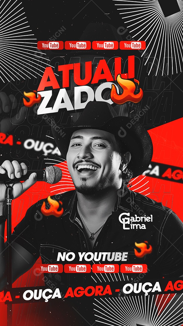 Story Flyer Atualizado Ouça Agora Gabriel Lima Social Media PSD Editável