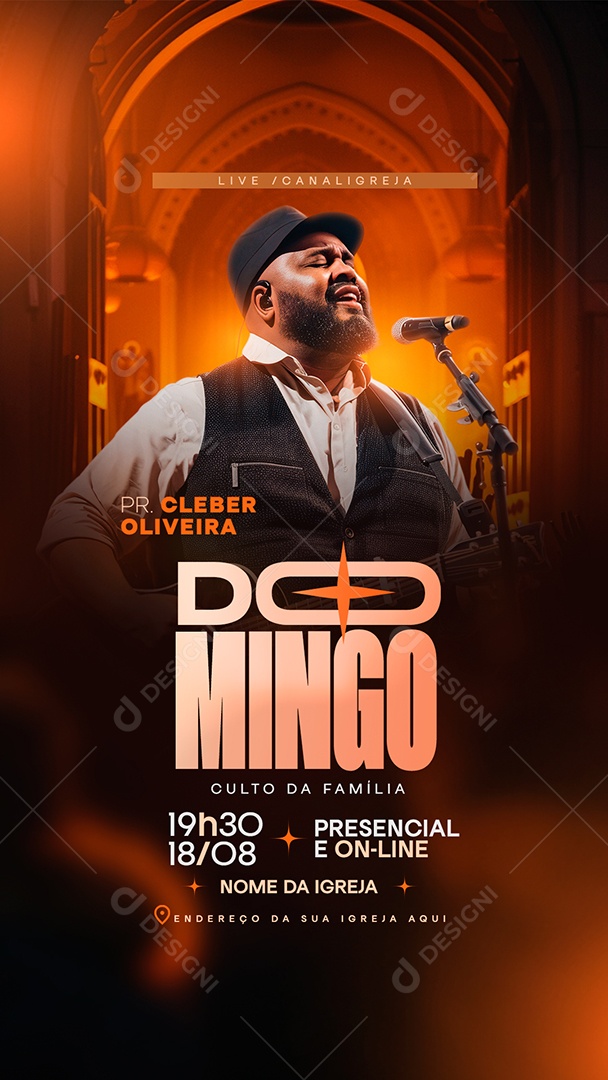 Story Gospel Pr Cleber Oliveira Domingo Culto Da Família Social Media PSD Editável