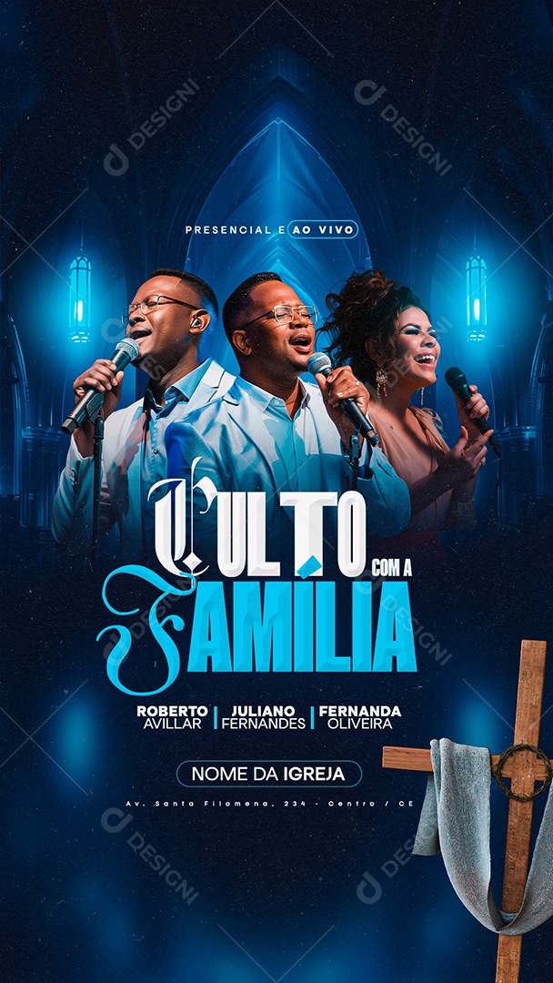 Story Gospel Culto Com a Família Social Media PSD Editável