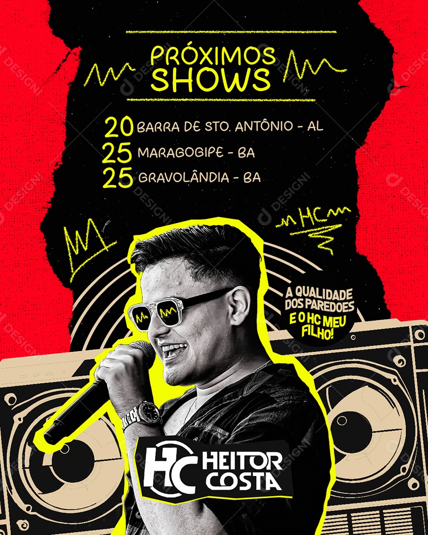 Flyer Feed Próximos Shows Heitor Costa Social Media PSD Editável