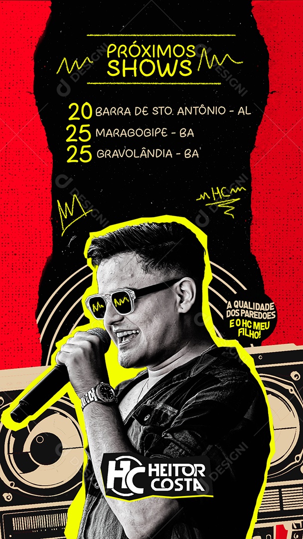 Flyer Story Próximos Shows Heitor Costa Social Media PSD Editável