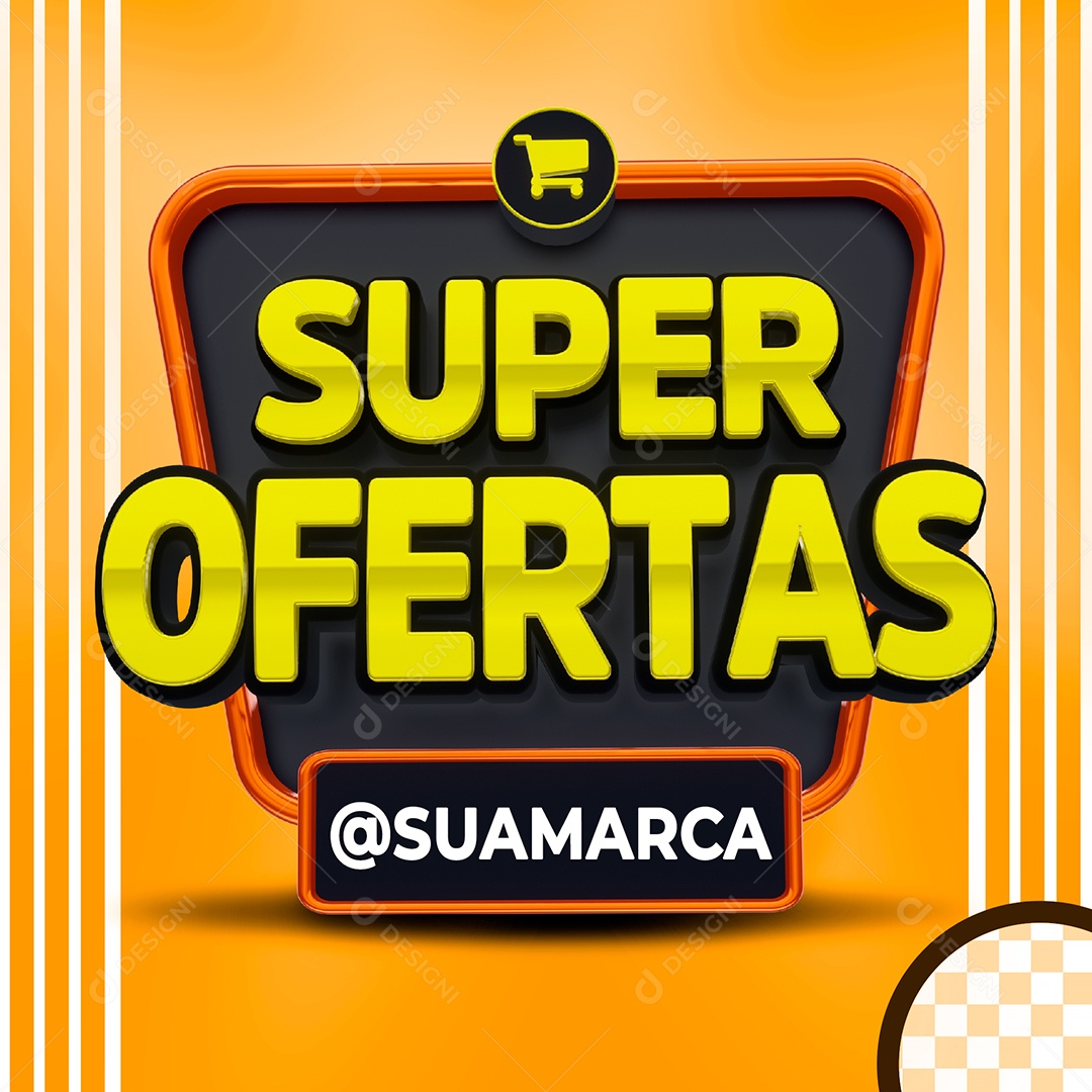 Super Ofertas Selo 3D Amarelo para Composição PSD