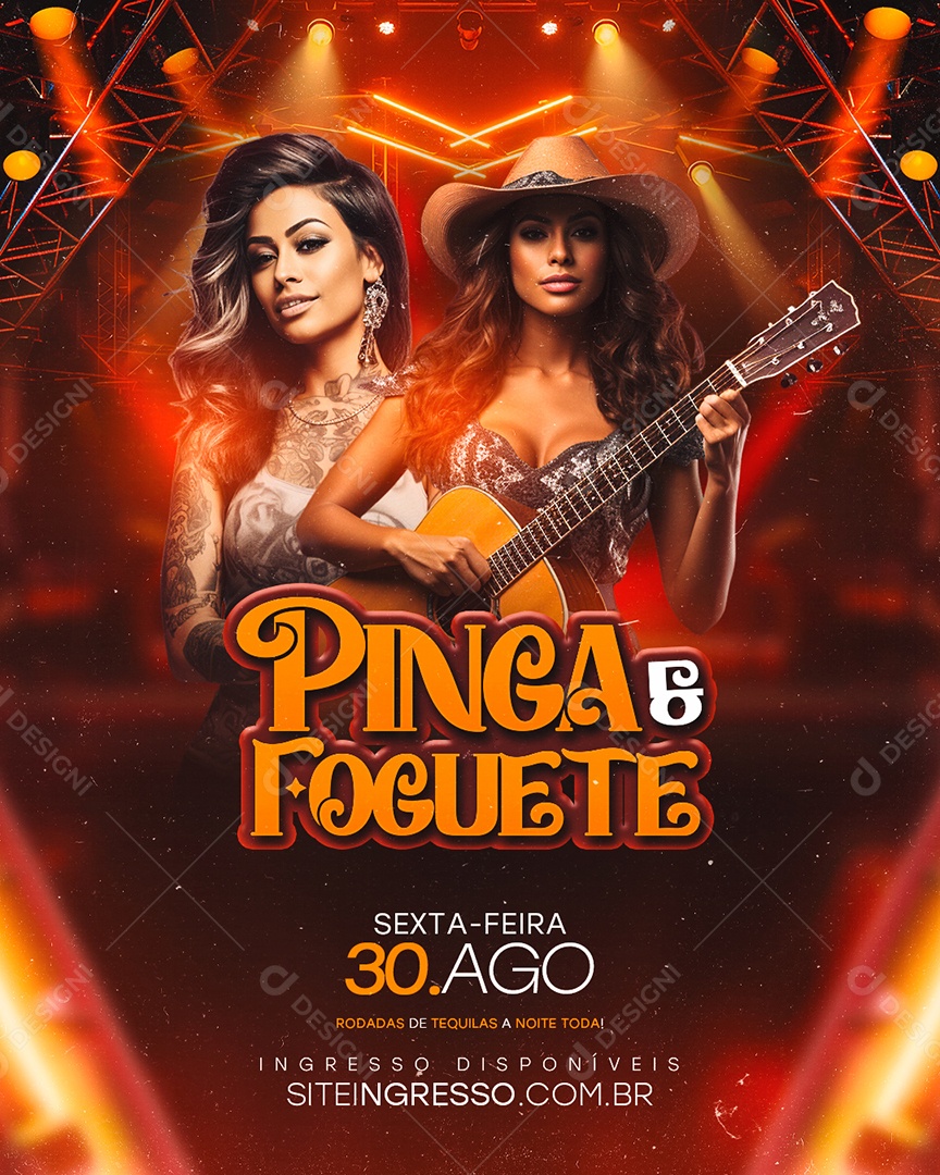 Flyer Pinga e Foguete Social Media PSD Editável